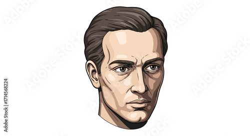 Detailed artistic male portrait in classical comic style with bold lines”