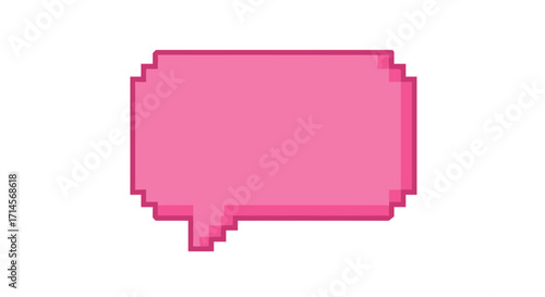 Retro pixel art pink speech bubble for 8-bit game designs