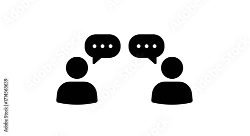 Silhouette conversation icon: simple black figures with speech bubbles