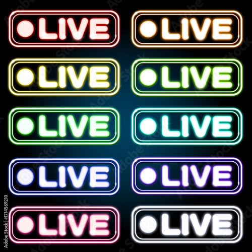 配信アイコン　LIVE中　ネオン管