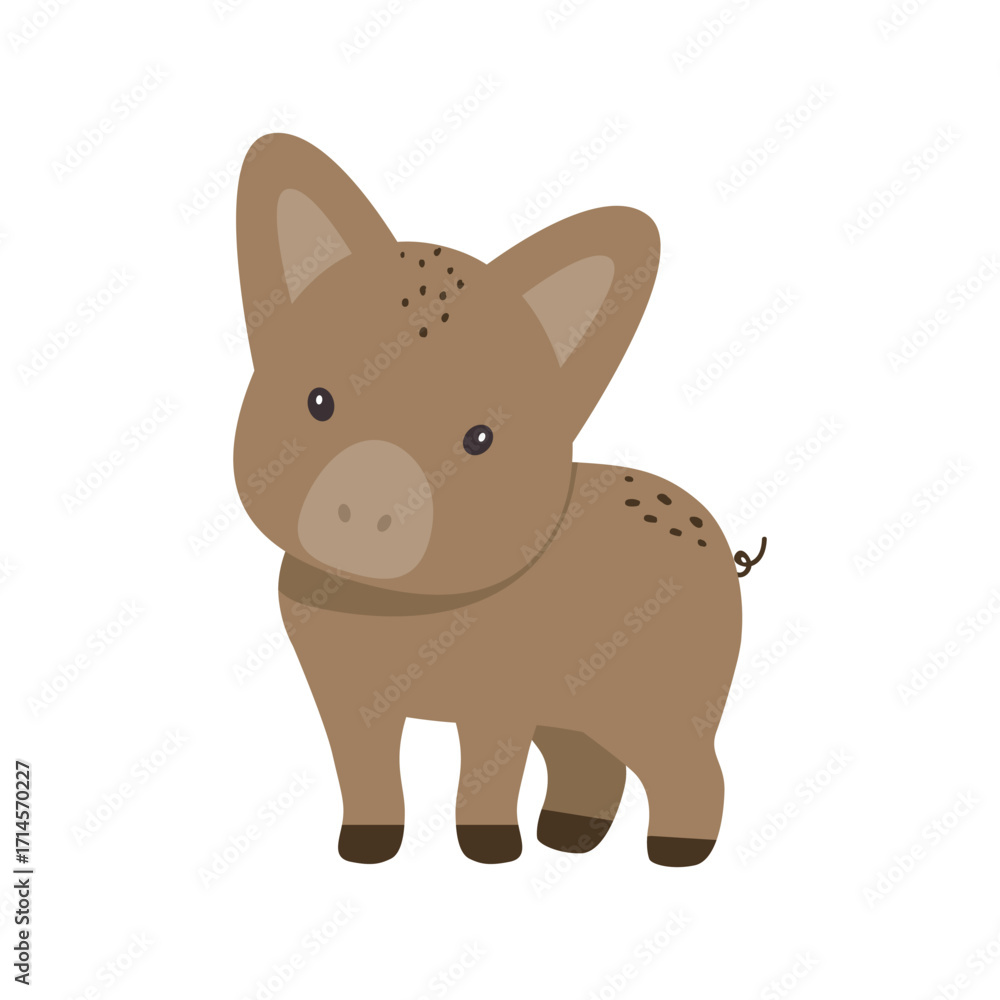 Obraz premium Adorable vector illustration of a cute baby boar with simple, charming features, designed for children s art and educational material. Perfect for posters, books, and more.
