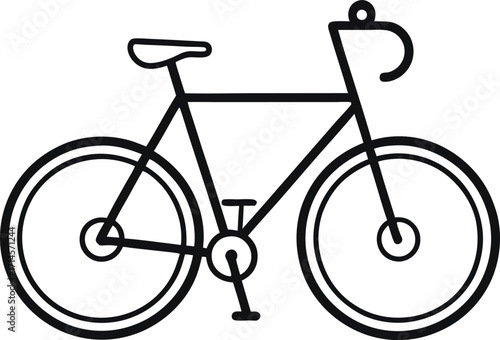 Simple vector outline of a bicycle, black and white clipart, no shading.