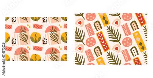 Seamless repeatable pattern inspired by traditional tribal motifs Vector art design