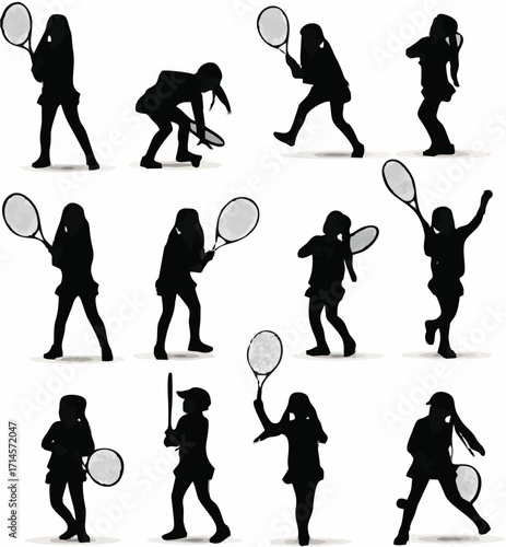 Girl playing tennis.eps