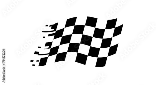 Dynamic pixelated racing flag in motion