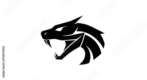 A fierce black viper head logo with sharp teeth and an aggressive expression on a white background.