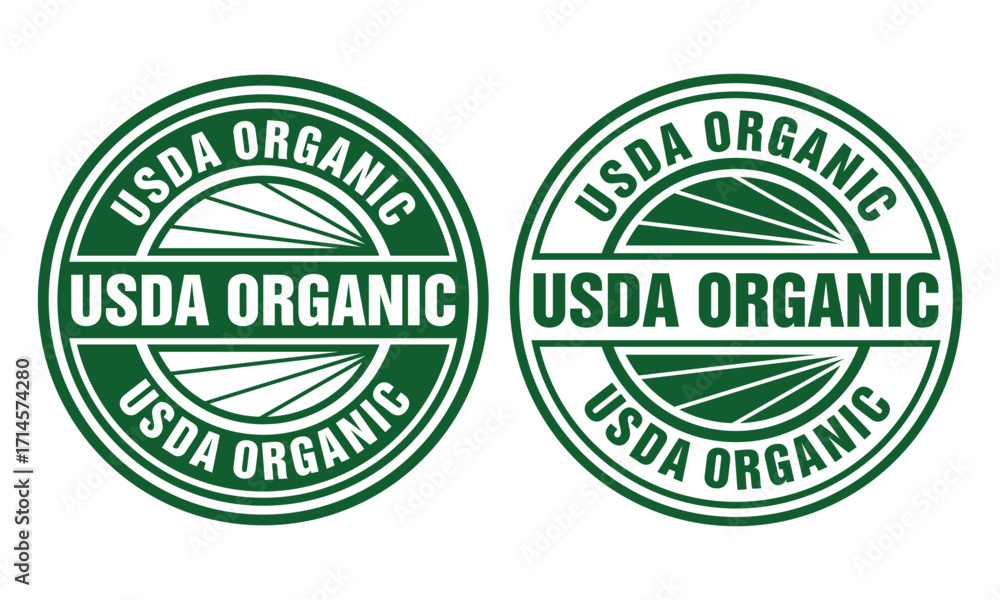 Fototapeta premium USDA organic shield sign vector template. National Organic Program USDA organic seal agricultural food products