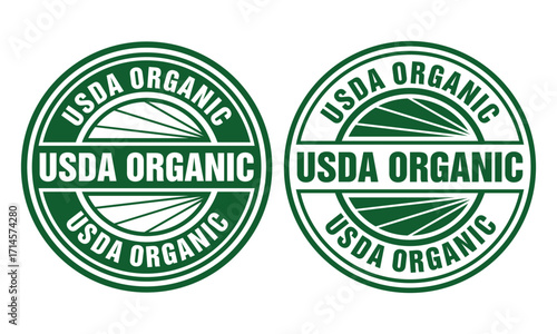 USDA organic shield sign vector template. National Organic Program USDA organic seal agricultural food products