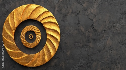Abstract Golden Spiral Circles on Dark Gray Textured Background