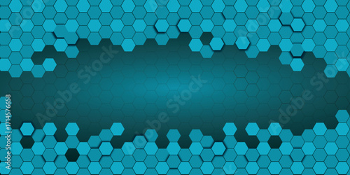 Abstract teal hexagons pattern technology overlaps background with space for text | Futuristic science and technology concept digital hi tech concept. Vector illustration