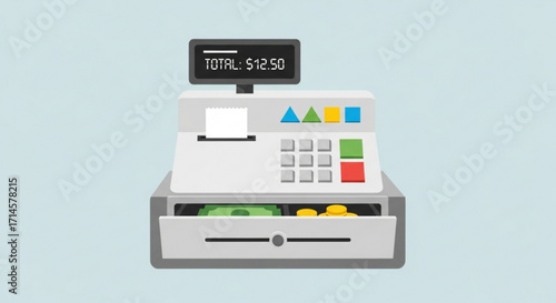 Cash register point of sale system pos machine retail store equipment checkout counter business total price