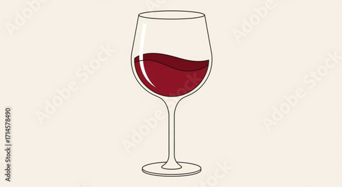 Red wine glass illustration for wine tasting events and restaurant menu design, vector art, drink