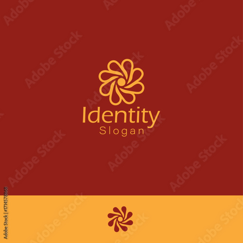  Swirl Sun Flower Monogram Logo with two colors of background.