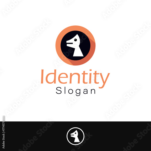 Knight Chess Animal head Logo with two colors of background.