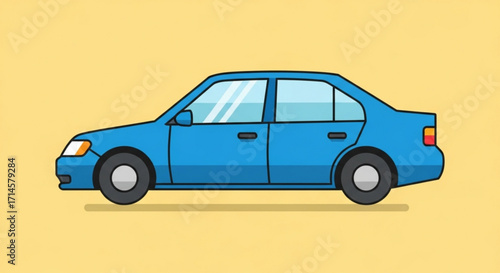 Illustration of blue sedan car for sale or rent transportation vehicle automobile automotive design concept