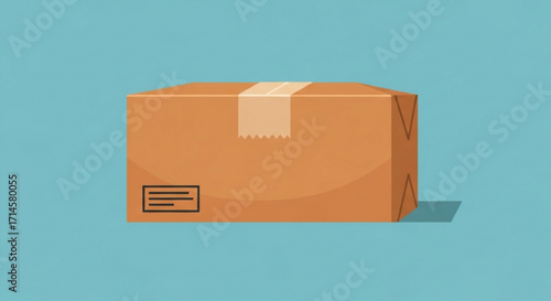 Brown cardboard box package delivery shipping carton with label and tape for moving and storage concept 100