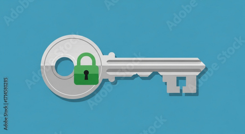 Unlock security concept with key and padlock for data privacy and access control solutions design vector