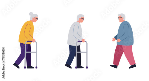 Elderly people engaging in movement and exercise activities