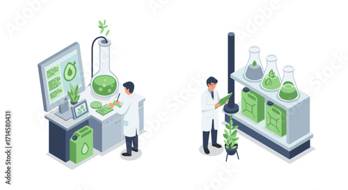 Scientists in lab conducting eco-friendly research with green technology