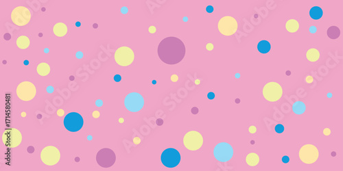 Multi colour geometric shape vector background | Modern background with circle on pink background| Decoration background | Cover design for children book on navy Persian indigo background