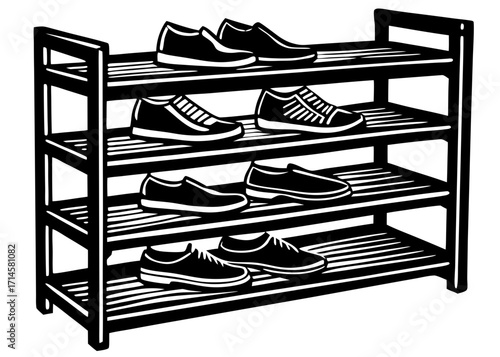Shoe Rack Silhouette, Storage Furniture SVG, PNG

