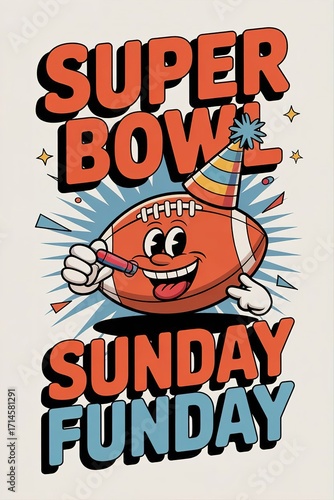 Retro Super Bowl Sunday Fun Day Graphic Design