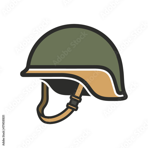 Military Helmet Icon Vintage Combat Headgear Illustration
