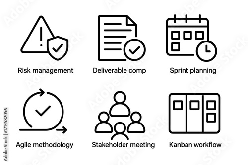 Simple project management icons vector illustration for agile and workflow planning