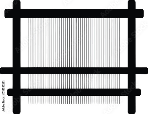 Weaving Loom Craft Tool for Textile Production and Fiber Arts with Warp Threads and Frame Structure