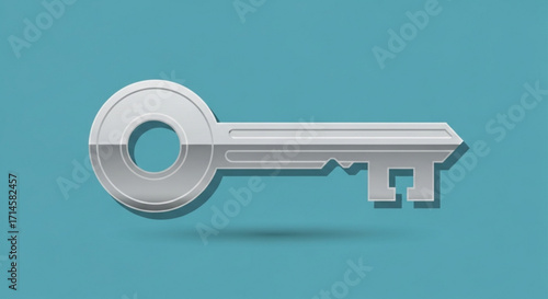 Unlock security concept with silver key vector illustration for access and protection solutions design use 100