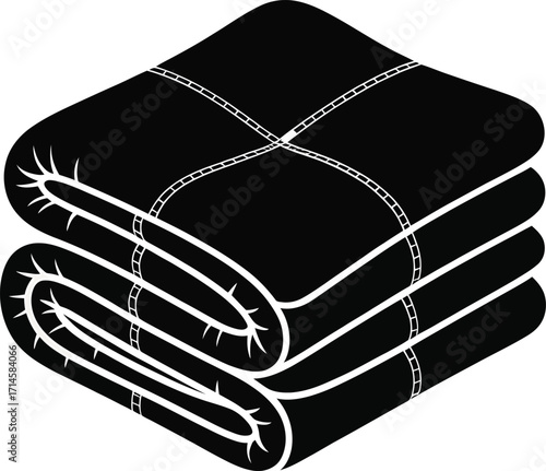Folded Blanket Stack Illustration for Comfort and Warmth on Transparent Backdrop