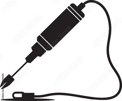 Soldering Iron Vector Illustration with Cord and Stand on Transparent Background Repair Design