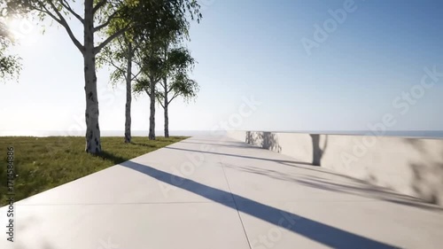 Wallpaper Mural Sunny pathway with trees and a view towards the horizon, perfect for a peaceful stroll. Torontodigital.ca