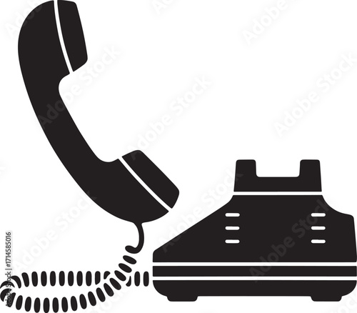 Rotary Telephone Icon Vector Illustration with Handset on a Transparent Background
