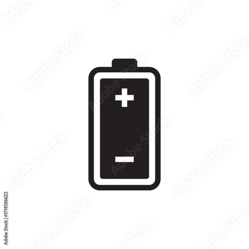 Electric Cell Polarity Icon with Plus and Minus Terminals