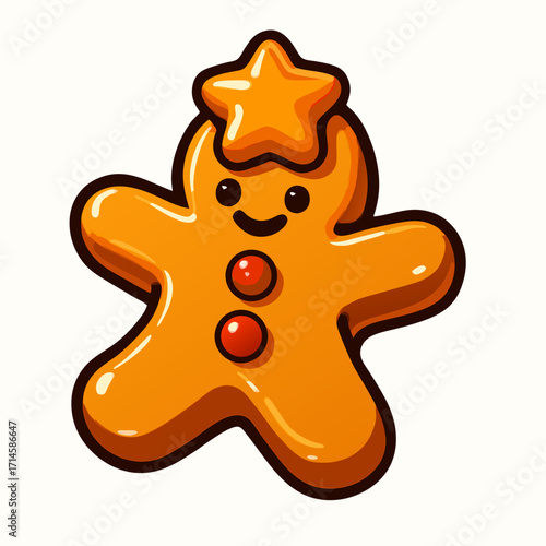 Cute gingerbread cookie vector illustration 
