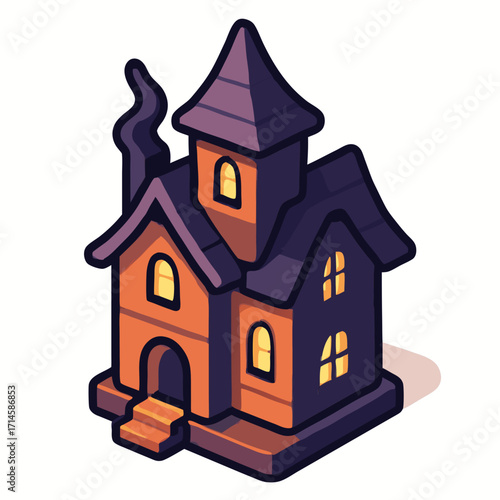 Creepy haunted house vector illustration 
