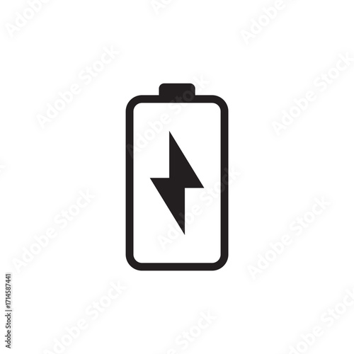 Electric Battery Charging Icon with Single Lightning