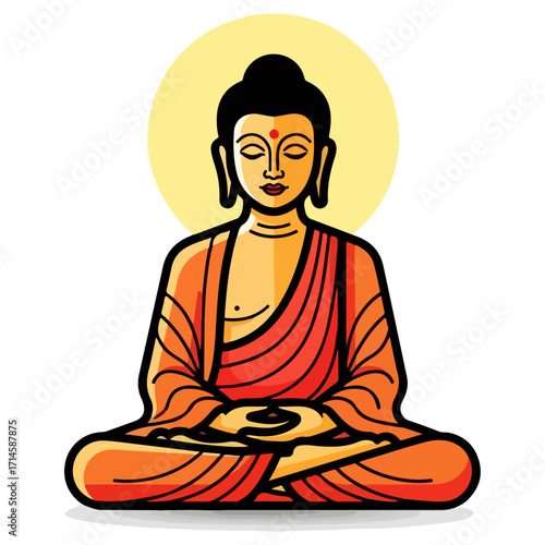 Meditating Buddha in Lotus Position with Golden Aura.