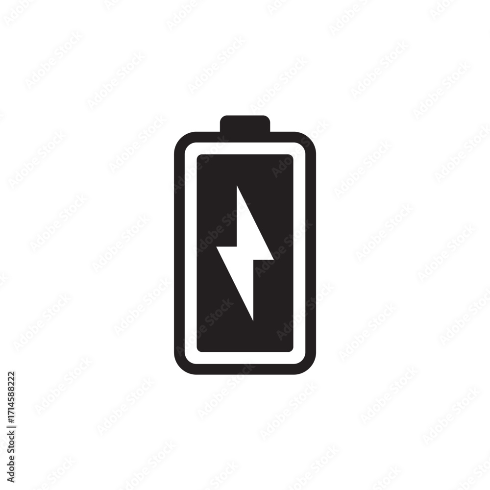 Obraz premium Solid Charging Battery Icon with Lightning Symbol