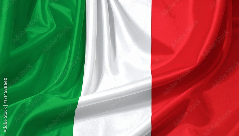 Obraz premium The flag of Italy draped like a curtain realistic textile detail white background with faint shadowing 