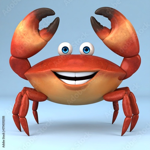 Cartoon crab smiles broadly