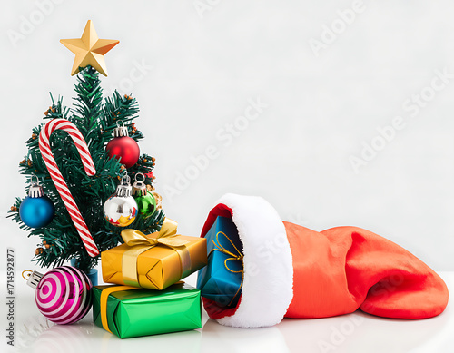 Wallpaper Mural Santa claus hat overflowing with christmas gifts and decorations Torontodigital.ca