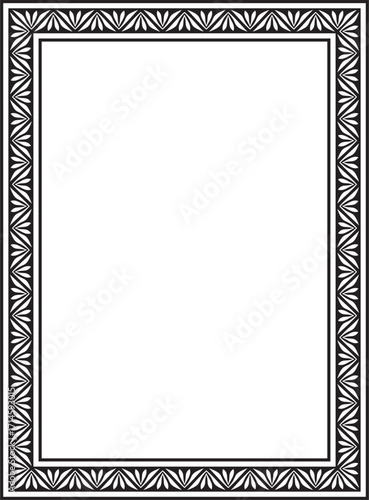 Vector black monochrome square stencil classic byzantine ornament. Rectangle, border, Ancient Greece, Eastern Roman Empire frame. Decoration of the Russian Orthodox Church