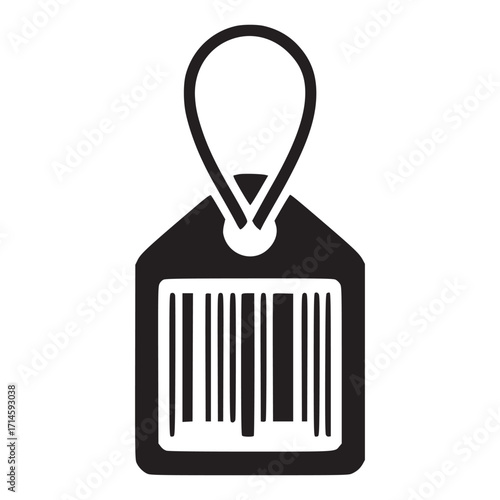 Vector art of price tag icon with barcode minimalist design of a price tag, perfect for retail, sales, and product pricing designs clean and simple vector illustration