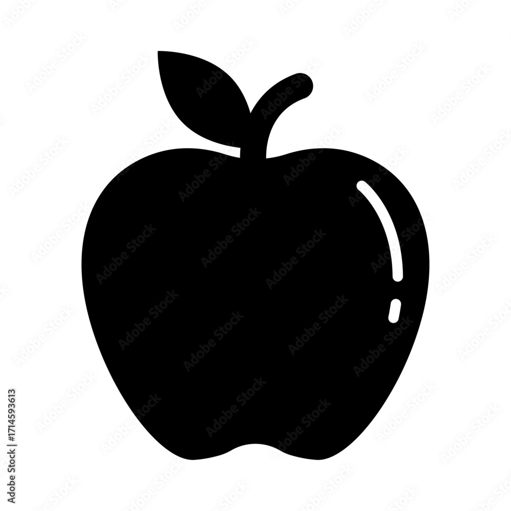 Fototapeta premium Apple icon flat silhouette sketch design