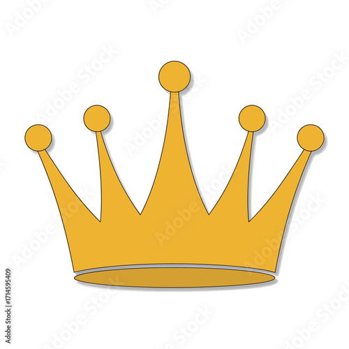 Elegant Golden Crown Isolated on White Background Depicting Royalty Power and Success with Stylish Design Elements