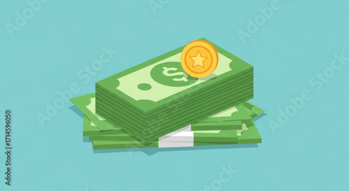 Money stack cash pile wealth finance investment savings currency dollar coin earning income capital