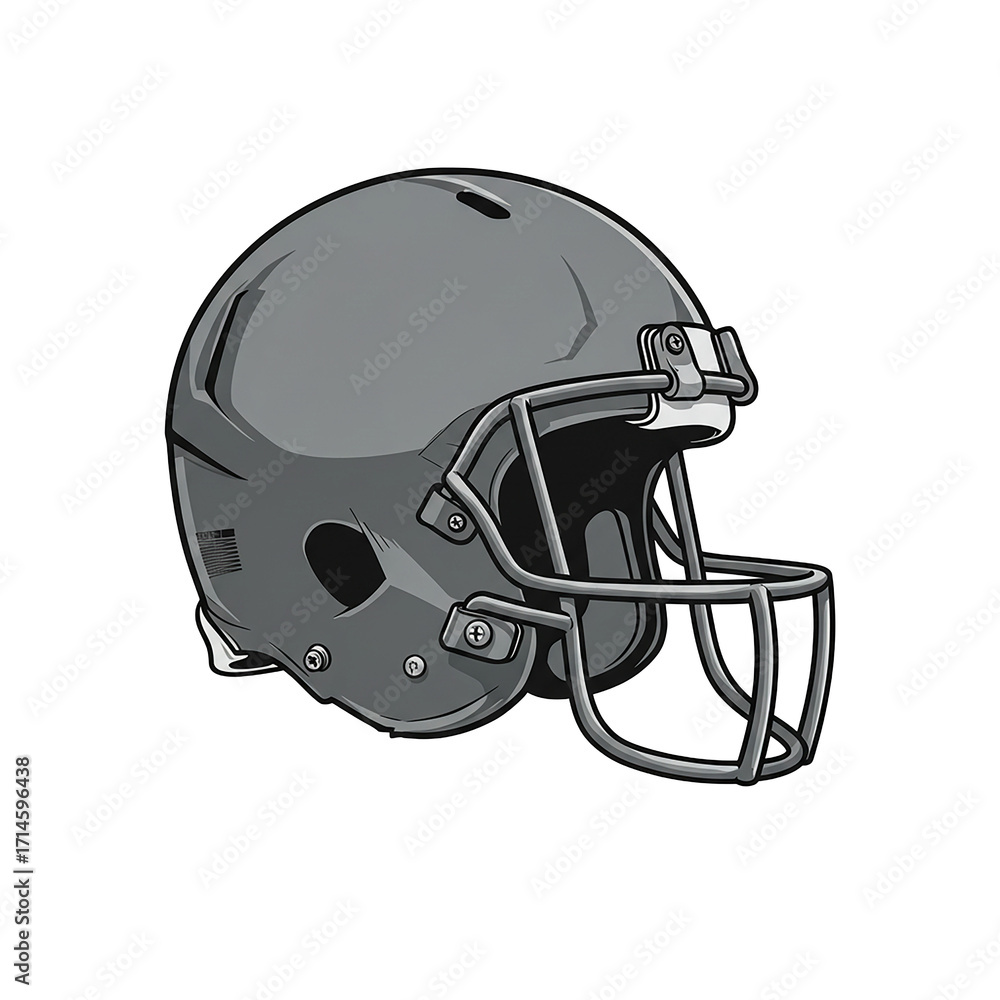 Naklejka premium Football helmet illustration with strong protective design, showing the sport of football. It appears to be sturdy and safe for play