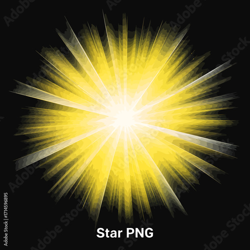Radiant burst of light emanating from a central point creating a vibrant abstract design on black background